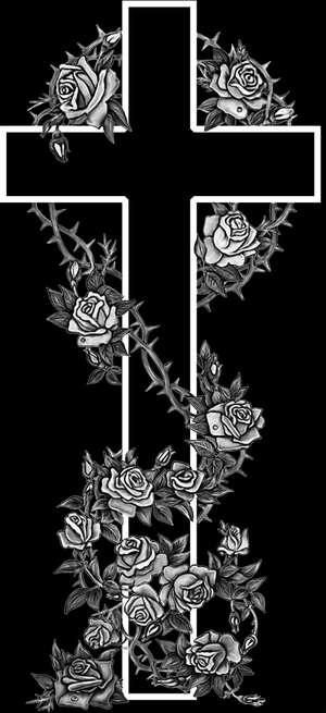 крест обвитый розами - картинки для гравировки